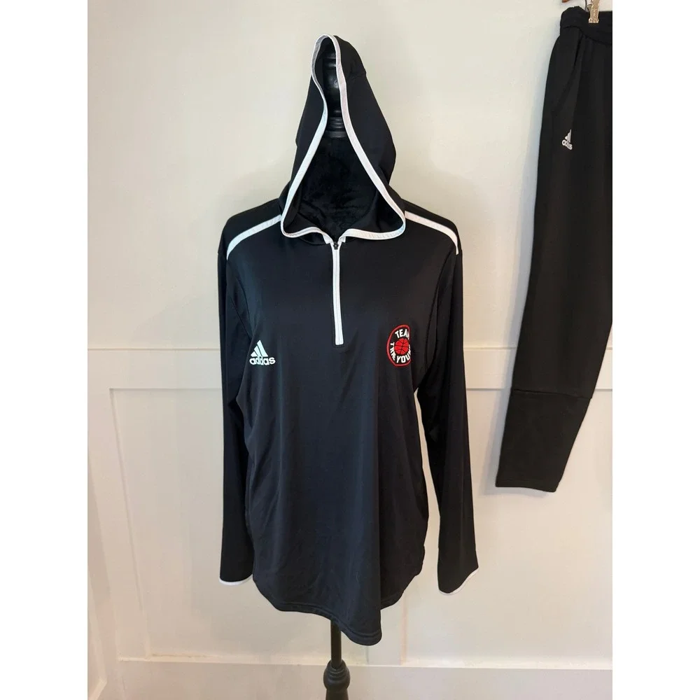 Adidas Team Trae Young Mens Tracksuit Set Black‎ Quarter Zip Hoodie Joggers XL